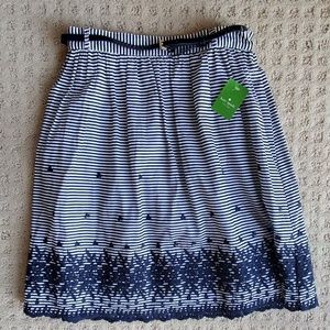 NWT Kate Spade Lawson Skirt Navy Embroidered Trim